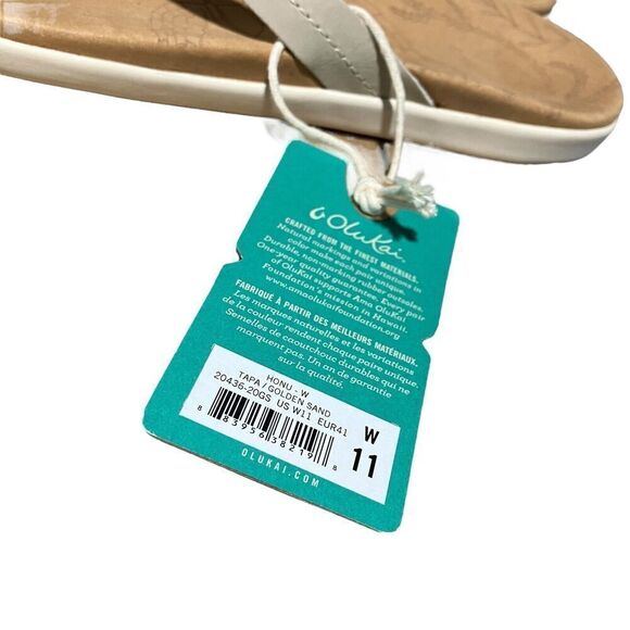 Olukai Honu Women's Size 11 Tapa/Goldensand Flip Flop Comfort Sandals New Turtle - Picture 4 of 6